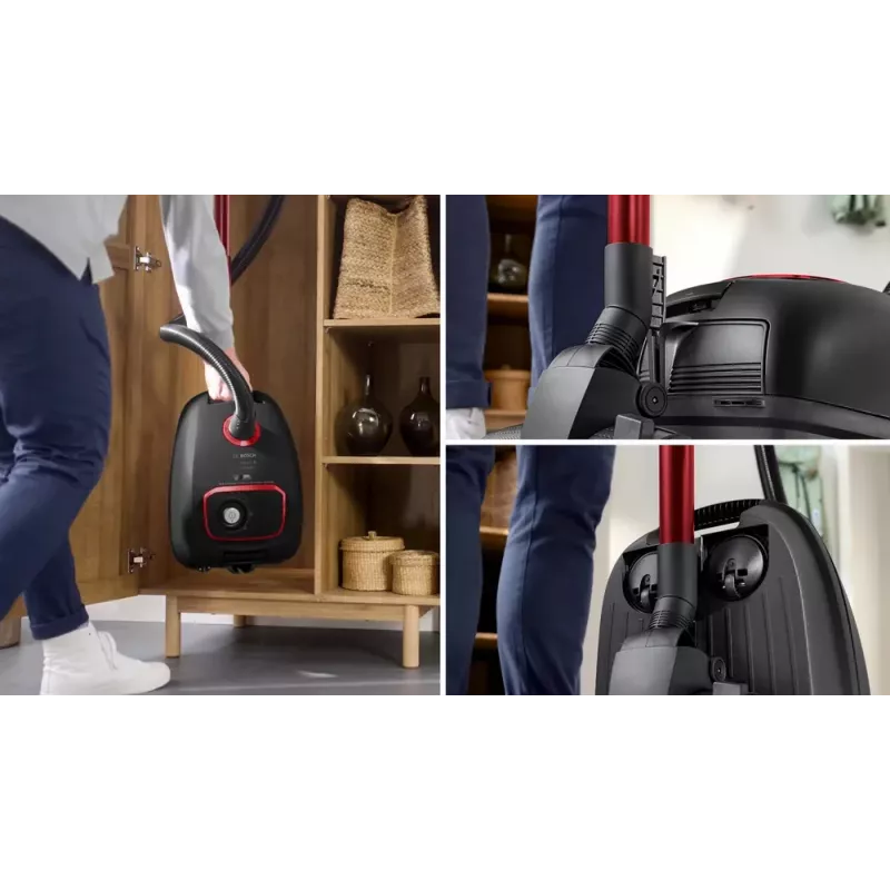 Cikloninis dulkių siurblys Bosch Serie 4 BGB41POW1 — 850 W, 4 L dulkių maišas, HEPA13, teleskopinis metalinis vamzdis