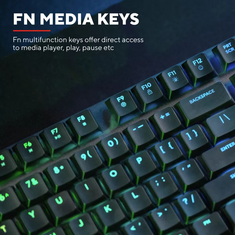 Trust GXT 868 Torix žaidimų klaviatūra USB + RF belaidis + Bluetooth QWERTY JAV anglų juoda