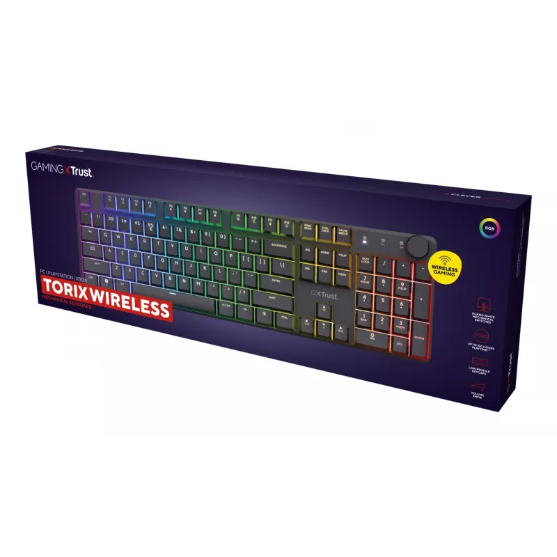Trust GXT 868 Torix žaidimų klaviatūra USB + RF belaidis + Bluetooth QWERTY JAV anglų juoda