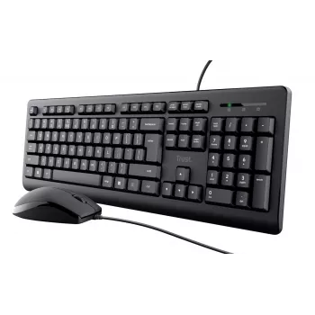 Trust Primo klaviatūros ir pelės rinkinys, laidinis, USB, QWERTY, US anglų, juoda
