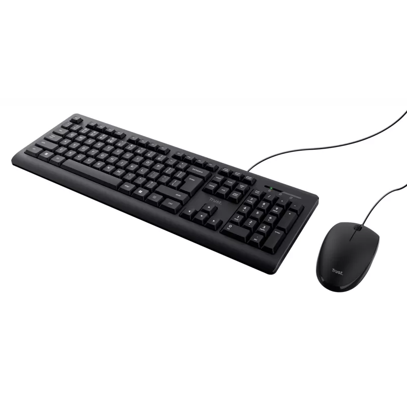 Trust Primo klaviatūros ir pelės rinkinys, laidinis, USB, QWERTY, US anglų, juoda