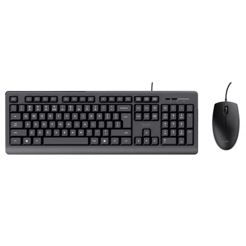 Trust Primo klaviatūros ir pelės rinkinys, laidinis, USB, QWERTY, US anglų, juoda