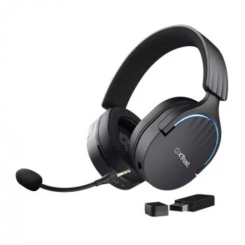 Ausinės Trust GXT 491 Fayzo, belaidės ir laidinės, ant ausų, žaidimams, USB Type-C, Bluetooth, juodos