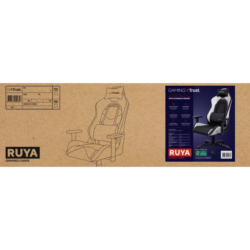 Trust GXT 714 RUYA universali žaidimų kėdė Juoda, Balta