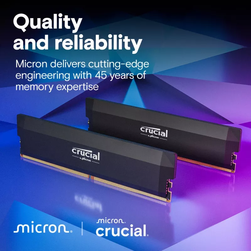 Micron / Crucial Pro DDR5-6000 UDIMM OC Gaming 64GB rinkinys (2x32GB) juoda