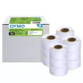DYMO Authentic LabelWriter adresų etiketės | 28 mm x 89 mm | 12 ritinių po 130 lengvai nuimamų etikečių (1 560 vnt.) | lipnios | LabelWriter etikečių spausdintuvams