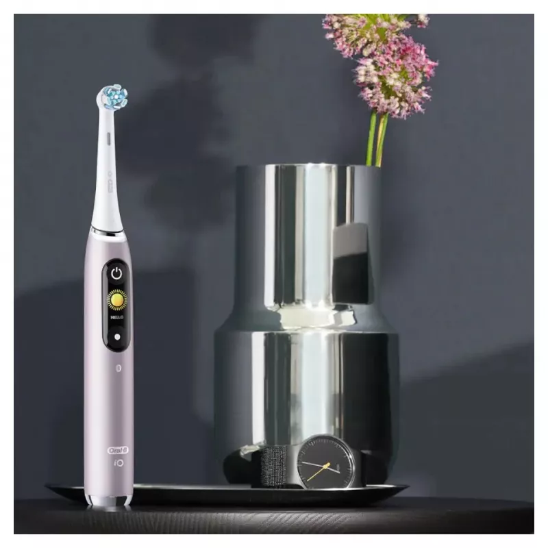 Elektrinis dantų šepetėlis Oral-B iO 9 suaugusiems, besisukantis, 2 rankenos, 2 antgaliai, įmontuotas akumuliatorius, 3 h įkrovimas, Juoda/Rožinė