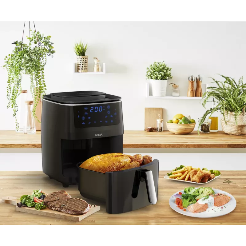 Tefal Easy Fry Grill & Steam FW2018 Karšto oro gruzdintuvė su griliu ir garinimo funkcija, 1700 W, juoda