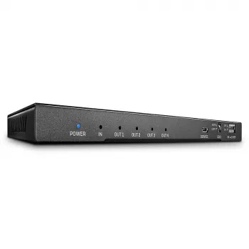 Lindy 4 prievadų HDMI 18G skirstytuvas su garso išvedimu ir raiškos mažinimu