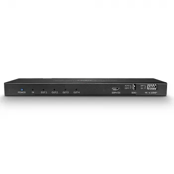 Lindy 4 prievadų HDMI 18G skirstytuvas su garso išvedimu ir raiškos mažinimu
