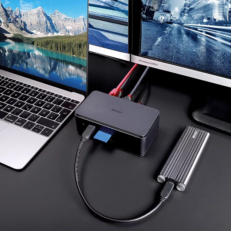 Lindy DST-Pro USB4, USB-C dokavimo stotis nešiojamiesiems kompiuteriams