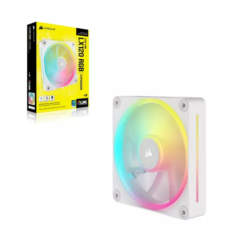 Ventiliatorius Corsair iCUE LINK LX120 RGB 12 cm Baltas 400-2400 RPM