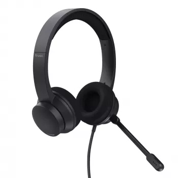 Ausinės Trust HS-260 laidinės, antausinės, biurui/skambučių centrui, USB Type-A, juodos