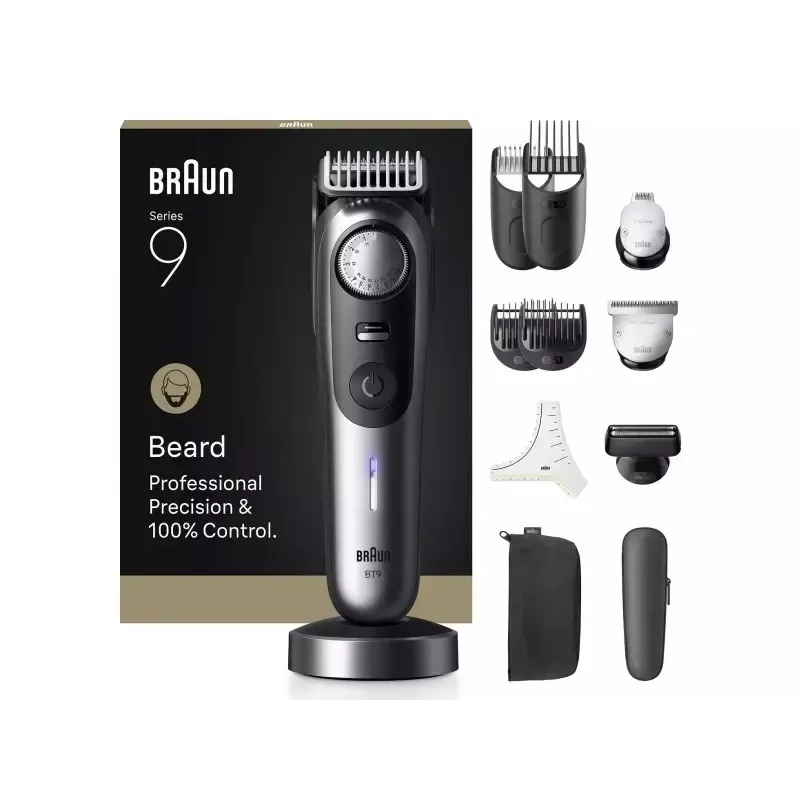 Braun BeardTrimmer 9 BT9560 baterija 52 2 cm šlapias ir sausas juodas, pilkas