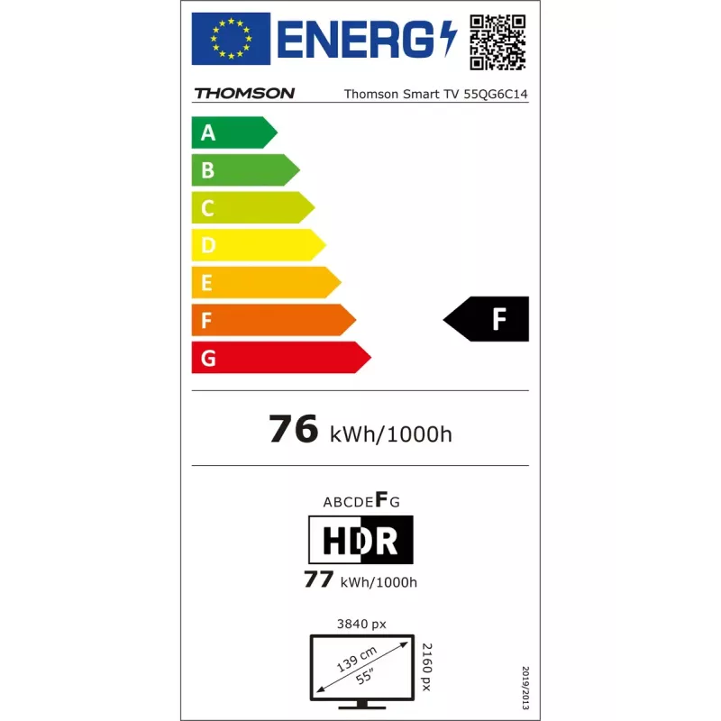 Televizorius Thomson Q70 serija 55QG6C14 – 55 colių QLED 4K Ultra HD (3840×2160), Google TV, Wi‑Fi, DVB-C/S/T/T2