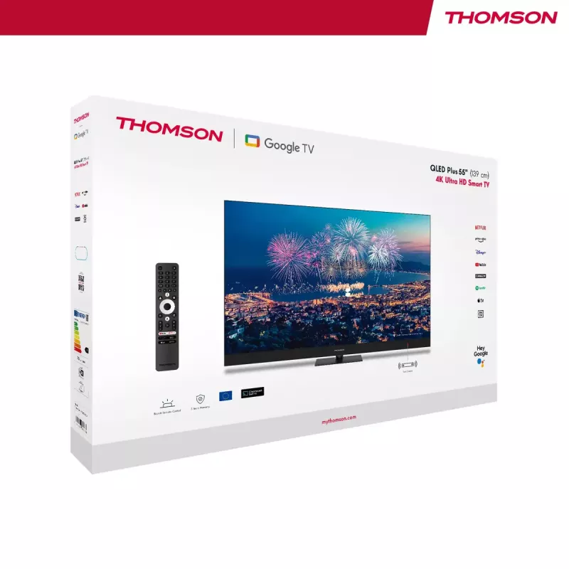 Televizorius Thomson Q70 serija 55QG6C14 – 55 colių QLED 4K Ultra HD (3840×2160), Google TV, Wi‑Fi, DVB-C/S/T/T2