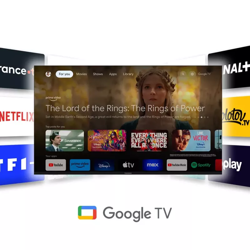 Televizorius Thomson Q70 serija 55QG6C14 – 55 colių QLED 4K Ultra HD (3840×2160), Google TV, Wi‑Fi, DVB-C/S/T/T2