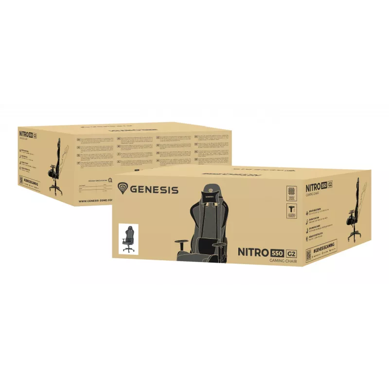 GENESIS Nitro 550 G2 Žaidimų kėdė, paminkštinta sėdynė, juoda, pilka
