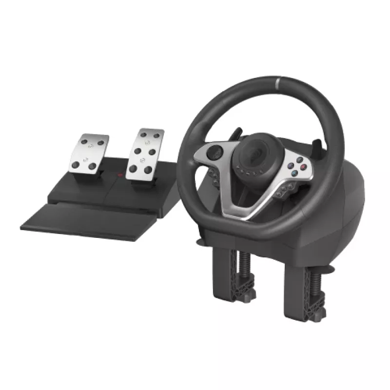Vairavimo ratukas GENESIS Seaborg 400 Black, Silver su pedalais, USB, Nintendo Switch, PC, PlayStation 4, PlayStation 3, Xbox 360, Xbox One, Xbox One S, Xbox One X