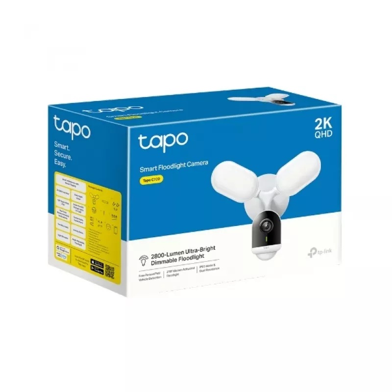 TP-Link Tapo C720 išmanusis prožektorinis fotoaparatas, IP apsaugos kamera, lauke, laidinis ir belaidis, 2800 lm, 5000 K, sieninis