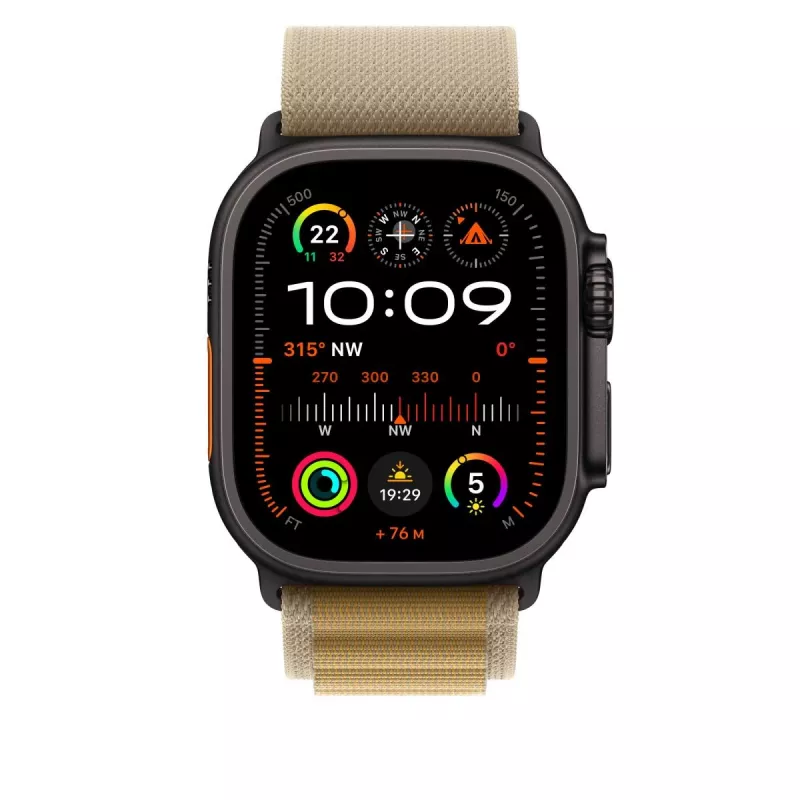 APPLE 49 mm Tan Alpine Loop – Mažas – Juodos titano apdailos