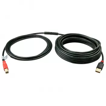 Lindy 15 m aktyvus USB 2.0 laidas, A tipo (vyras) į B tipo (vyras), 15 m, juodas/raudonas