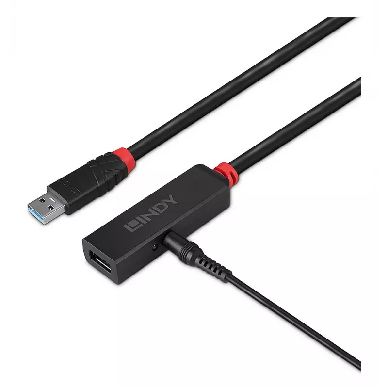 Lindy 5m USB 3.0 aktyvus ilginimo laidas plonas, USB 3.2 Gen 1 (3.1 Gen 1) Type-C, USB 3.2 Gen 1 (3.1 Gen 1) Type-C, 5000 Mbit/s, juodas, ABS, apvalus kabelis