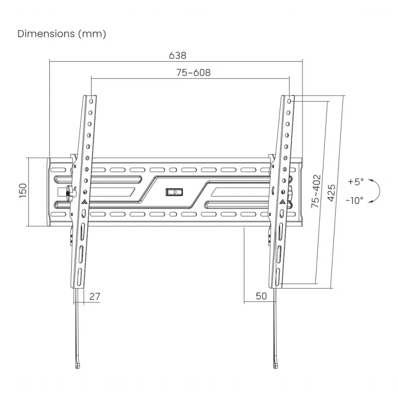 Gembird WM-86T-01 sieninis laikiklis televizoriui, pasvirimas -5° iki 10°, VESA 75x75–600x400, max 75 kg