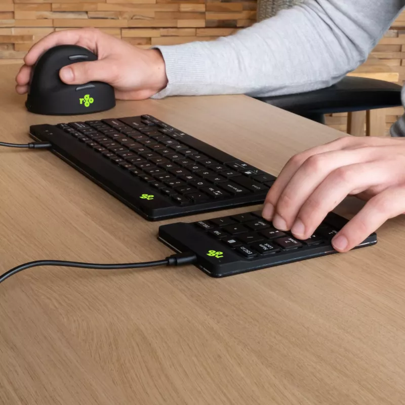 R-Go Tools Numpad Break – ergonomiškas skaitmeninis klaviatūros blokas su pertraukų programine įranga, laidinis, juodas