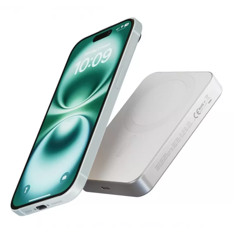 ZENS Powerbank Slim Qi2 Al 10000mah Baltas
