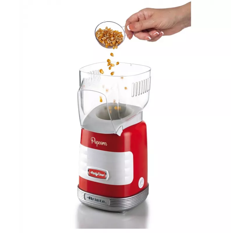 Ariete 2956 Party Time Pop Corn, kukurūzų spragintuvas, 60 g per 2 min., karšto oro, be riebalų, 1000 W, raudonas