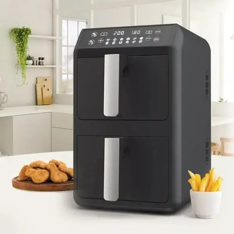 Elektrinė oro gruzdintuvė Maestro MR-761, 10 L, 2400 W, 12 programų, 80–200 °C, dviguba konstrukcija, juoda