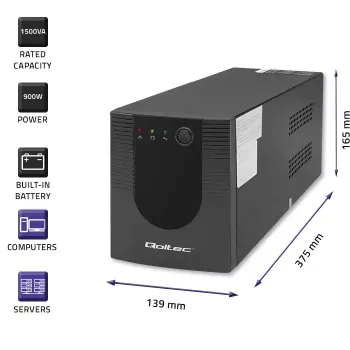 Qoltec UPS 53776 Line-Interactive 1.5 kVA 900 W 4 AC lizdai