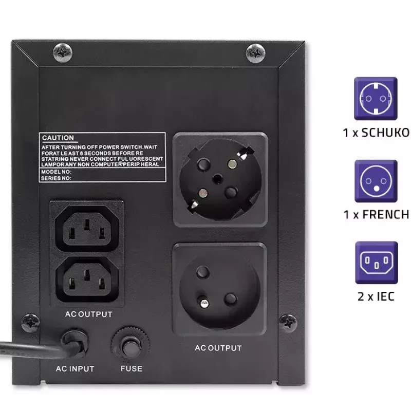 Qoltec UPS 53776 Line-Interactive 1.5 kVA 900 W 4 AC lizdai