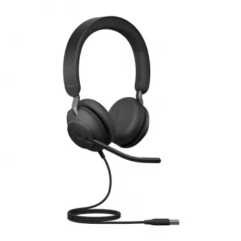 Jabra Evolve2 40 USB-A, MS Teams Stereo, laidinis, biuro/skambučių centro, 20 - 20000 Hz, 188 g, ausinės, juodos
