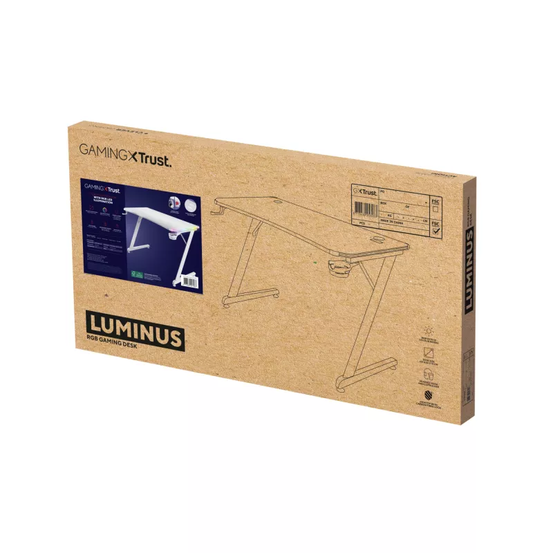 Žaidimų stalas Trust GXT 709W LUMINUS Baltas