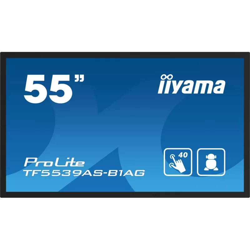 iiyama TF5539AS-B1AG ženklinimo ekranas Kiosko dizainas 138,7 cm (54,6 colio) LED 435 cd/m² 4K Ultra HD juodas Liečiamas ekranas Įmontuotas procesorius Android 11 24/7