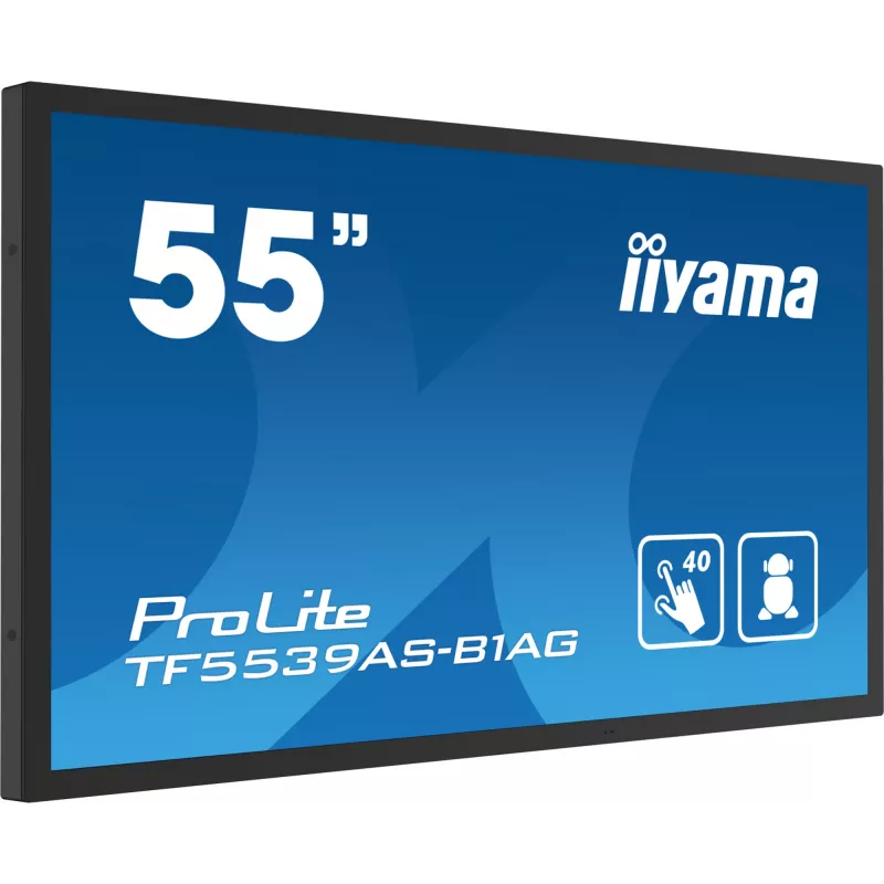 iiyama TF5539AS-B1AG ženklinimo ekranas Kiosko dizainas 138,7 cm (54,6 colio) LED 435 cd/m² 4K Ultra HD juodas Liečiamas ekranas Įmontuotas procesorius Android 11 24/7