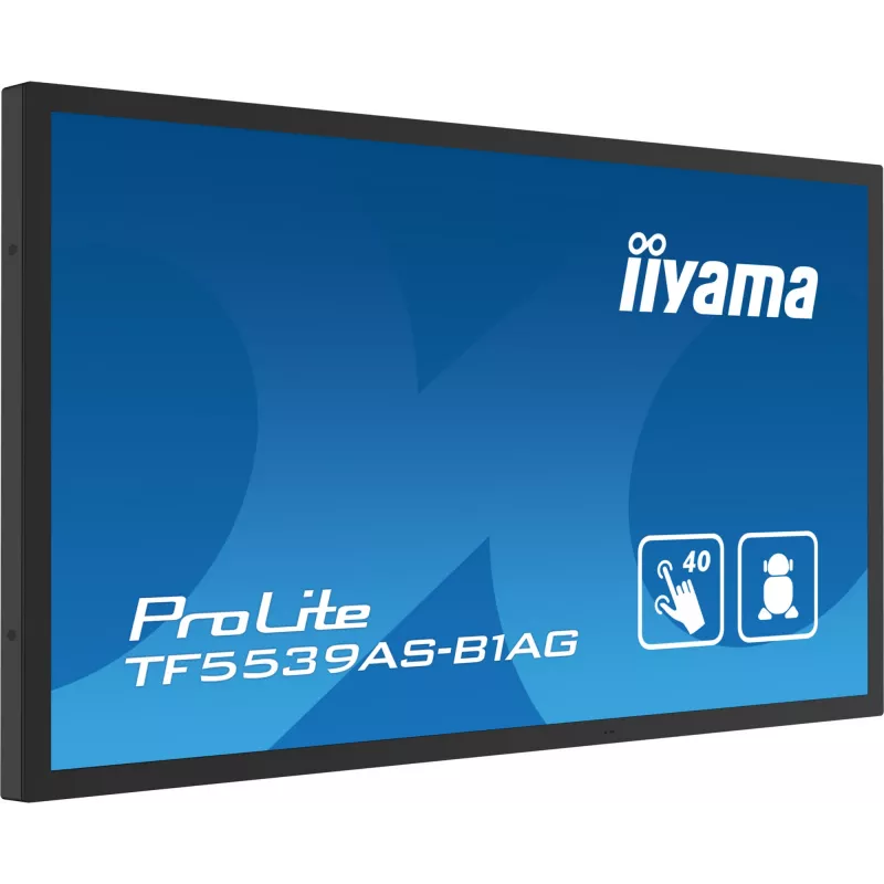 iiyama TF5539AS-B1AG ženklinimo ekranas Kiosko dizainas 138,7 cm (54,6 colio) LED 435 cd/m² 4K Ultra HD juodas Liečiamas ekranas Įmontuotas procesorius Android 11 24/7