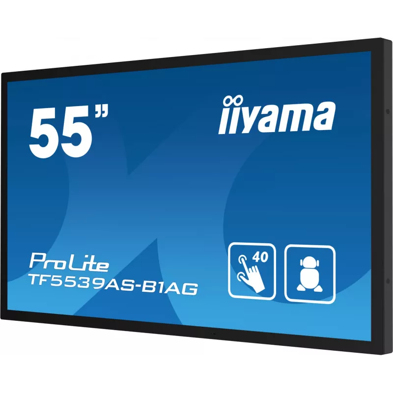 iiyama TF5539AS-B1AG ženklinimo ekranas Kiosko dizainas 138,7 cm (54,6 colio) LED 435 cd/m² 4K Ultra HD juodas Liečiamas ekranas Įmontuotas procesorius Android 11 24/7