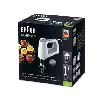 Braun MultiMix 5 HM 5137 Rankinis plaktuvas 750 W Pilka, Balta