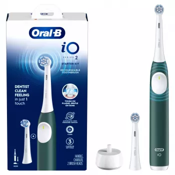 BRAUN Oral-B iO Series 2 Green dantų šepetėlis įkraunamas su kelioniniu dėklu