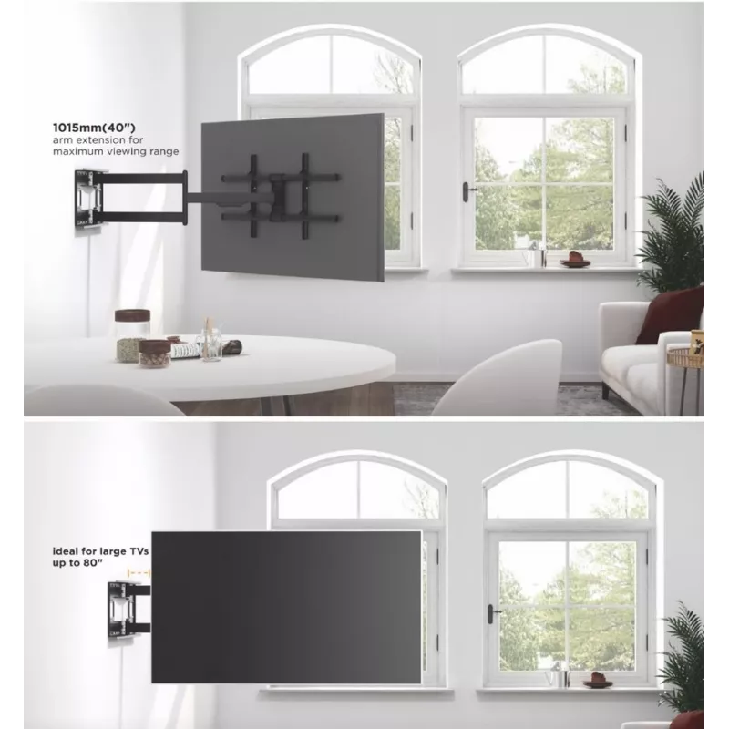 Equip 650327 ilgos rankos pilno judesio TV laikiklis sieniniam montavimui 43-80 colių