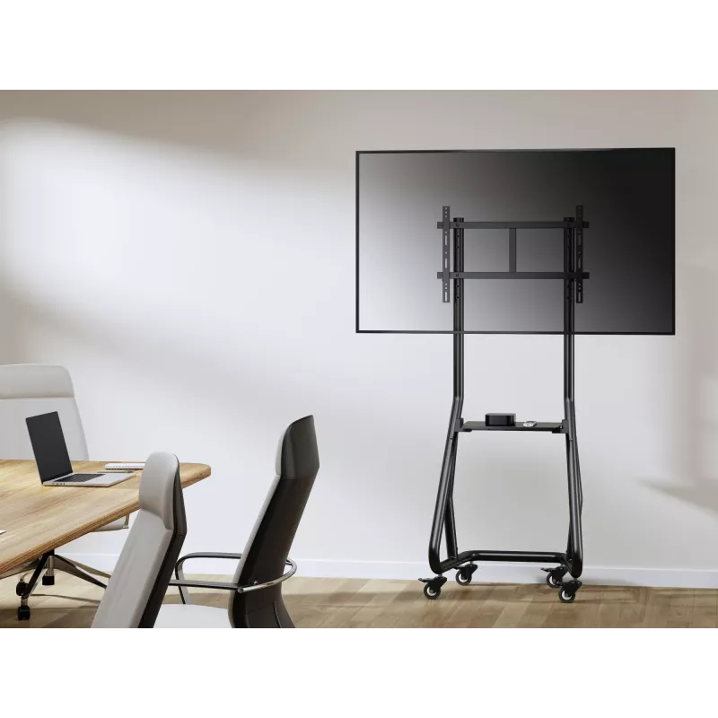 Equip 37-80 colių sunkiasvoris televizoriaus vežimėlis, 94 cm (37 inch), 2,03 m (80 inch), 200 x 200 mm, 600 x 400 mm, aliuminis, plastikas, nerūdijantis plienas, juoda
