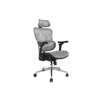 Equip Ergonominė Premium biuro kėdė su galvos atrama ir porankiais, pilka
