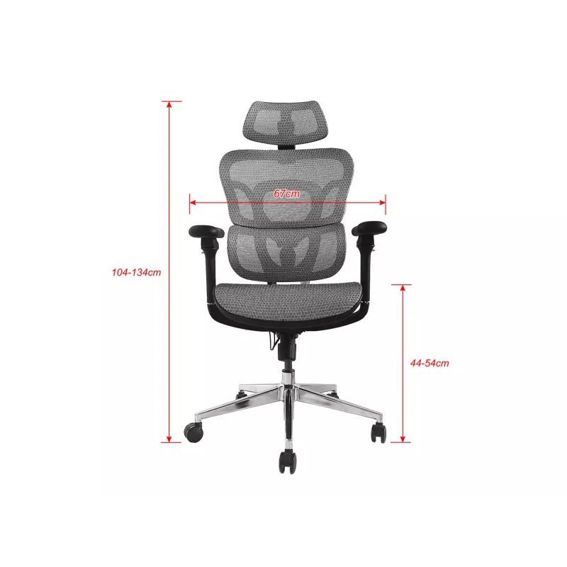 Equip Ergonominė Premium biuro kėdė su galvos atrama ir porankiais, pilka