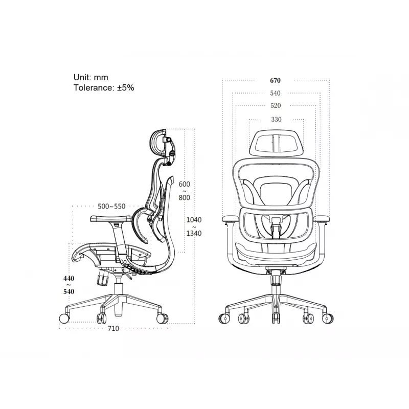 Equip Ergonominė Premium biuro kėdė su galvos atrama ir porankiais, pilka
