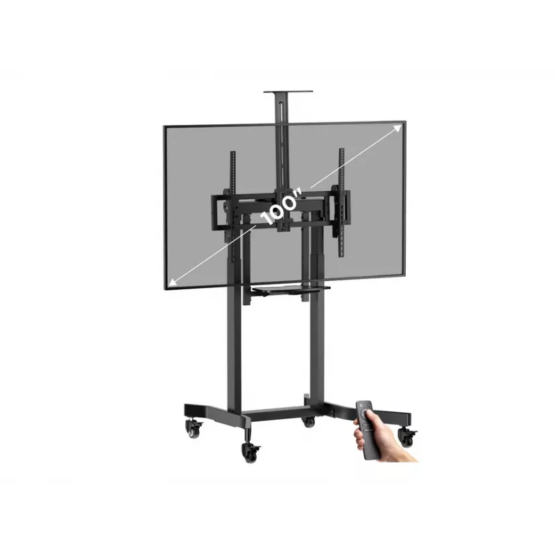 Equip mobilus motorizuotas LFD vežimėlis 55-100 colių, 2.54 m (100 col.), 200 x 200 mm, 800 x 600 mm, -10 - 5°, aliuminis, plastikas, nerūdijantis plienas, juoda