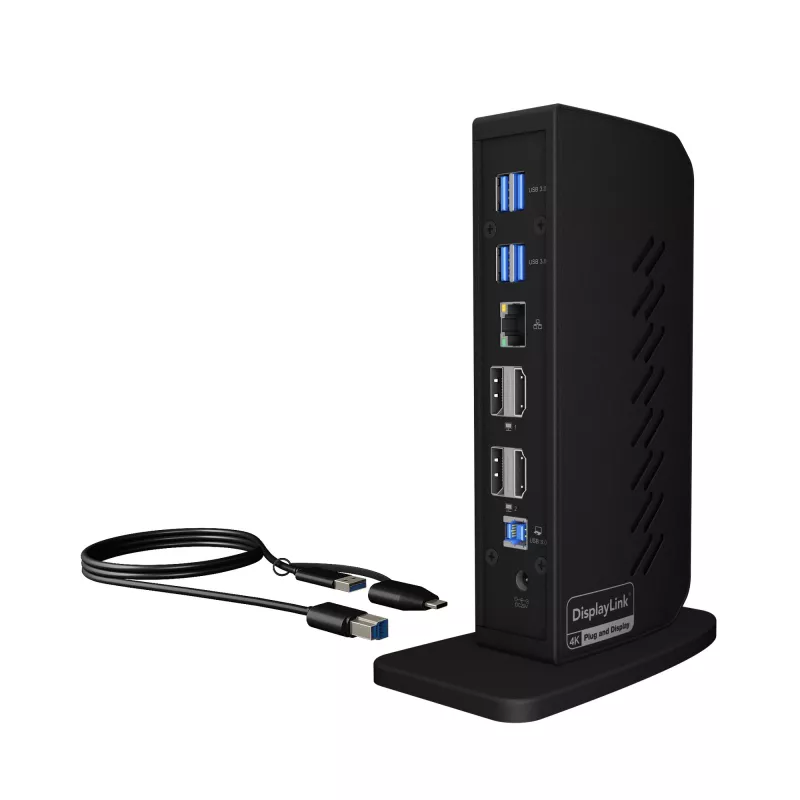 ICY BOX IB-DK2252AC stotelė su USB 3.2 Gen 1 (3.1 Gen 1) Type-C, juoda