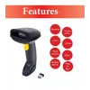 Equip Wireless 2D dviejų režimų brūkšninių kodų skaitytuvas su stovu, 2,4 GHz + Bluetooth